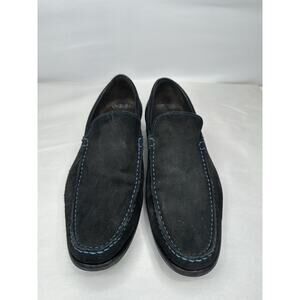 To Boot New York Adam Derrick Black Suede Blue Stitching Loafers Size 9.5